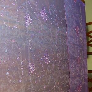 Shades Of LAVENDER Floral Embroidered Sheer Curtain Panels